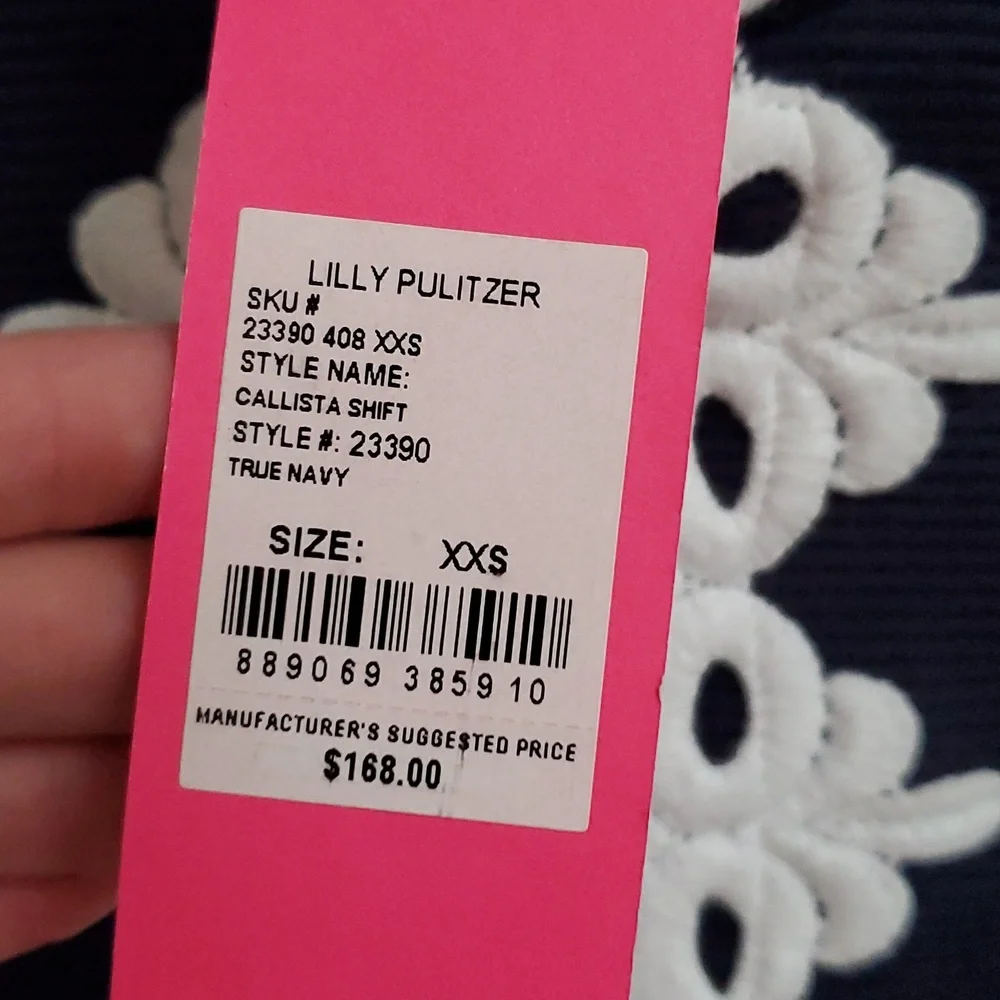 NWT Lilly Pulitzer Callista Shift Dress True Navy White SzXXS